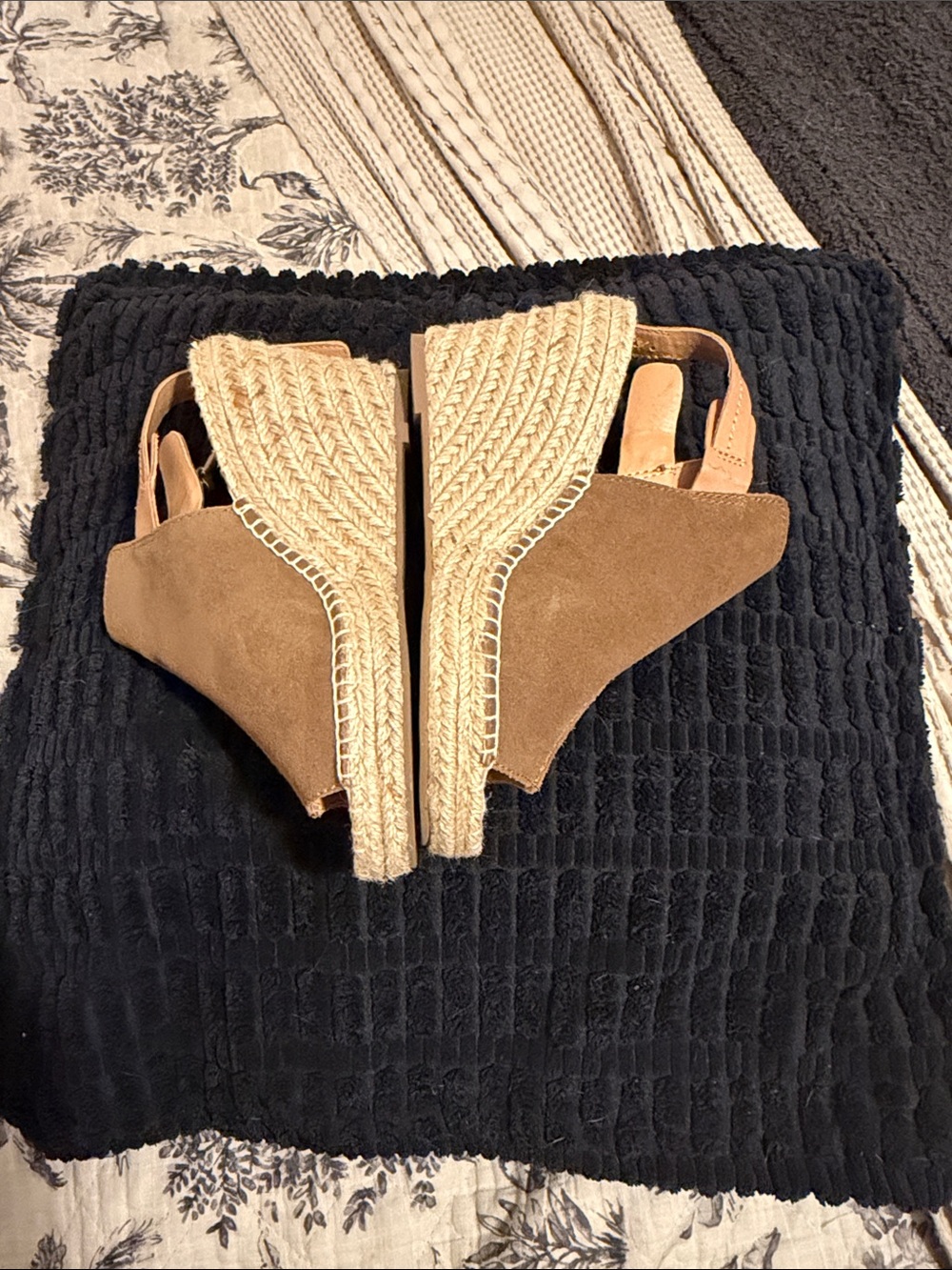 Women's Brown Suede Espadrille Wedge Sandals